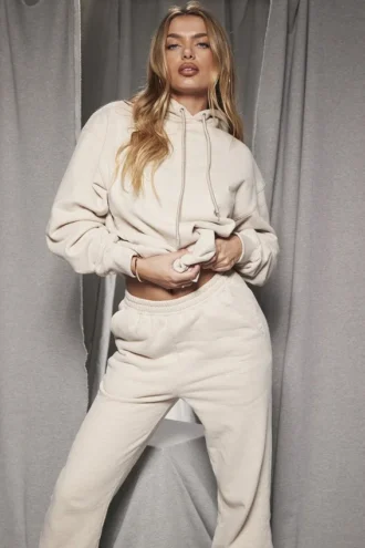 Halo Oatmeal Cotton Fleece-Back Oversized Hoodie
