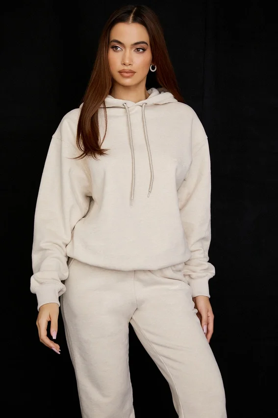 Halo Oatmeal Cotton Fleece-Back Oversized Hoodie Halo Oatmeal Cotton Fleece-Back Oversized Hoodie