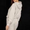 Halo Oatmeal Cotton Fleece-Back Oversized Hoodie Halo Oatmeal Cotton Fleece-Back Oversized Hoodie