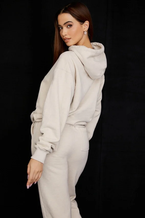 Halo Oatmeal Cotton Fleece-Back Oversized Hoodie Halo Oatmeal Cotton Fleece-Back Oversized Hoodie