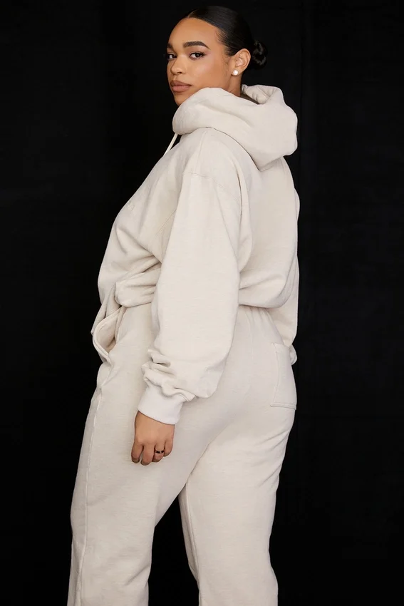 Halo Oatmeal Cotton Fleece-Back Oversized Hoodie Halo Oatmeal Cotton Fleece-Back Oversized Hoodie