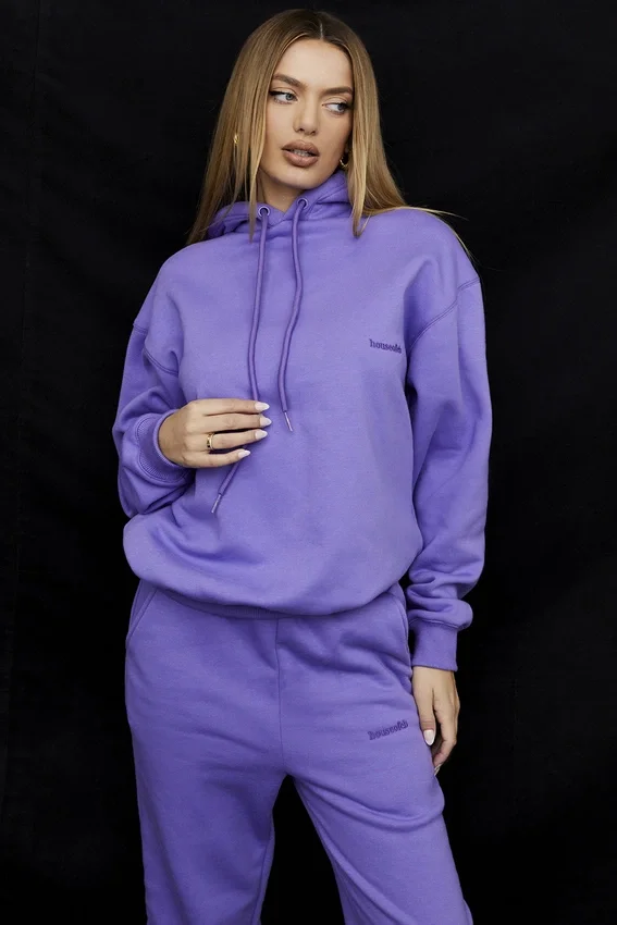Halo Purple Cotton Fleece-Back Oversized Hoodie Halo Purple Cotton Fleece-Back Oversized Hoodie
