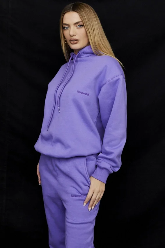 Halo Purple Cotton Fleece-Back Oversized Hoodie Halo Purple Cotton Fleece-Back Oversized Hoodie