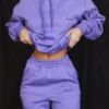Halo Purple Cotton Fleece-Back Oversized Hoodie Halo Purple Cotton Fleece-Back Oversized Hoodie