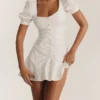 Hameda White Puff Sleeve Mini Dress Hameda White Puff Sleeve Mini Dress