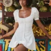 Hameda White Puff Sleeve Mini Dress Hameda White Puff Sleeve Mini Dress