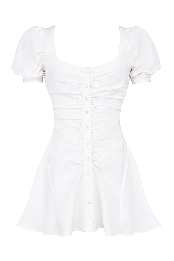 Hameda White Puff Sleeve Mini Dress Hameda White Puff Sleeve Mini Dress