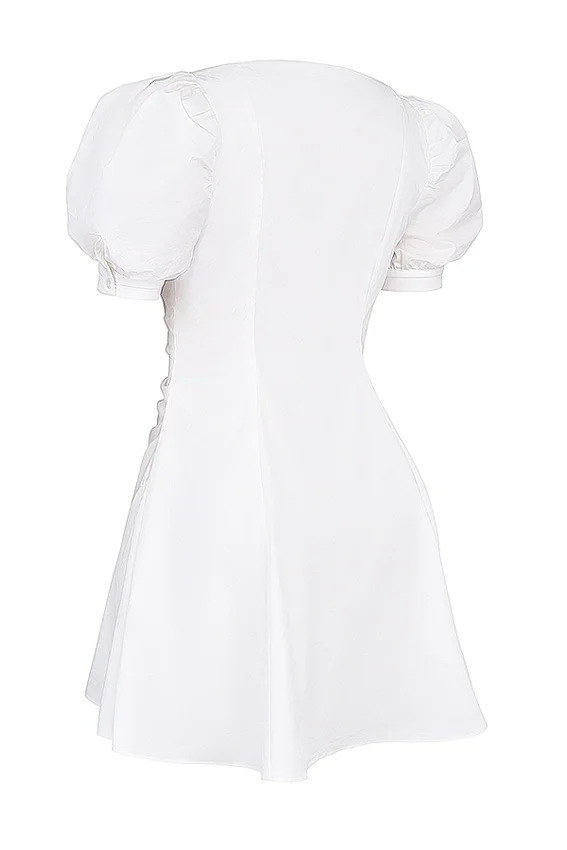 Hameda White Puff Sleeve Mini Dress Hameda White Puff Sleeve Mini Dress