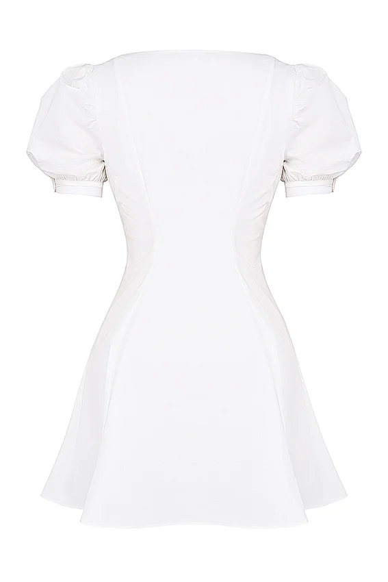 Hameda White Puff Sleeve Mini Dress Hameda White Puff Sleeve Mini Dress