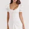 Hameda White Puff Sleeve Mini Dress Hameda White Puff Sleeve Mini Dress