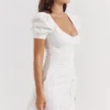 Hameda White Puff Sleeve Mini Dress Hameda White Puff Sleeve Mini Dress