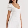 Hameda White Puff Sleeve Mini Dress Hameda White Puff Sleeve Mini Dress