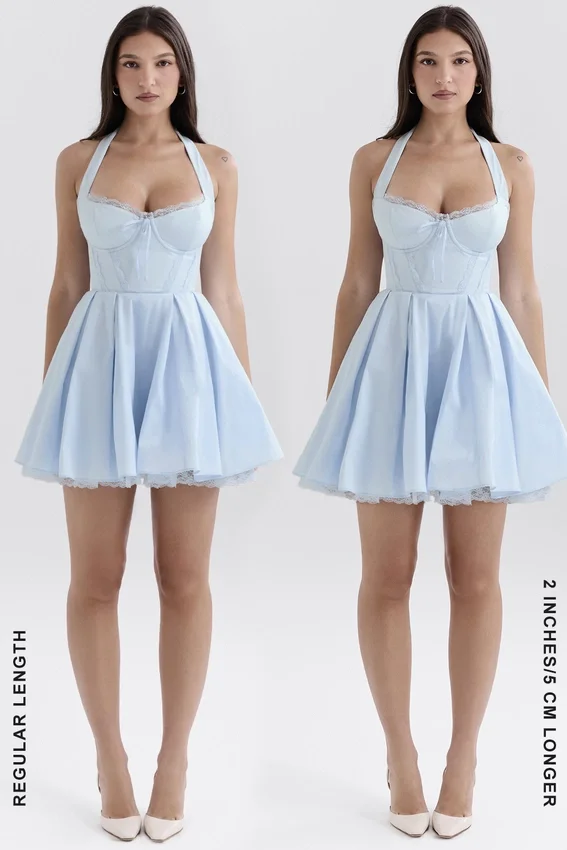Harriet Bluebell Cotton Halter Mini Dress Harriet Bluebell Cotton Halter Mini Dress