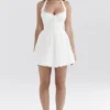 Harriet White Broderie Anglais Halter Mini Dress Harriet White Broderie Anglais Halter Mini Dress