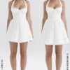 Harriet White Broderie Anglais Halter Mini Dress Harriet White Broderie Anglais Halter Mini Dress