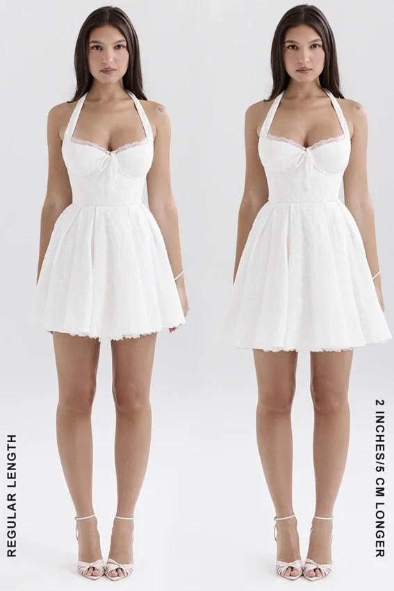 Harriet White Broderie Anglais Halter Mini Dress Harriet White Broderie Anglais Halter Mini Dress