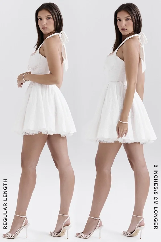 Harriet White Broderie Anglais Halter Mini Dress Harriet White Broderie Anglais Halter Mini Dress
