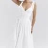 Hattie White Pin Tuck Cotton Midi Sundress Hattie White Pin Tuck Cotton Midi Sundress