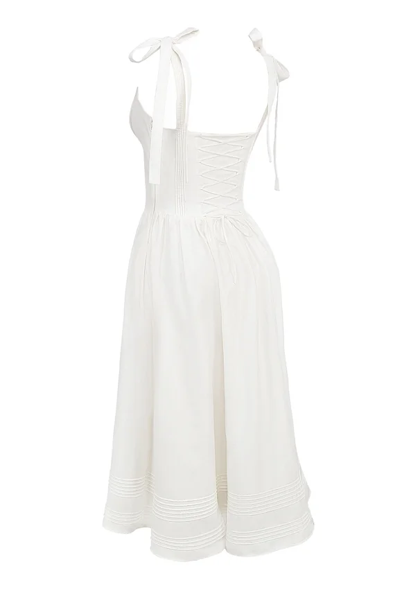 Hattie White Pin Tuck Cotton Midi Sundress Hattie White Pin Tuck Cotton Midi Sundress