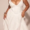 Hattie White Pin Tuck Cotton Midi Sundress Hattie White Pin Tuck Cotton Midi Sundress