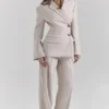 Hayden Beige High Waist Tailored Trousers