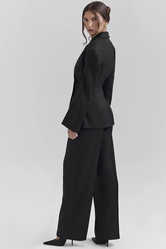 Hayden Black Wide Leg High Waist Tailored Trousers Hayden Black Wide Leg High Waist Tailored Trousers