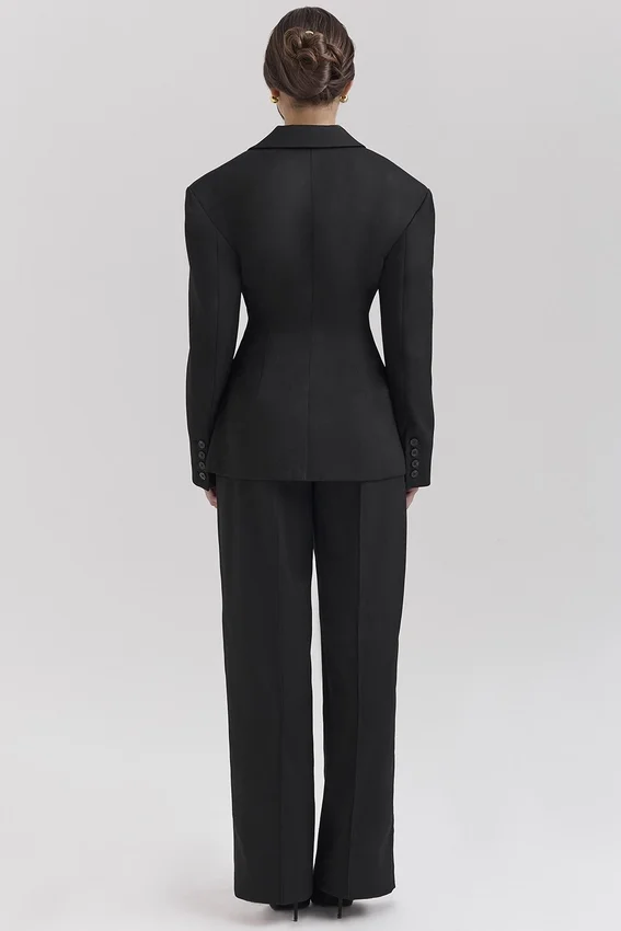 Hayden Black Wide Leg High Waist Tailored Trousers Hayden Black Wide Leg High Waist Tailored Trousers
