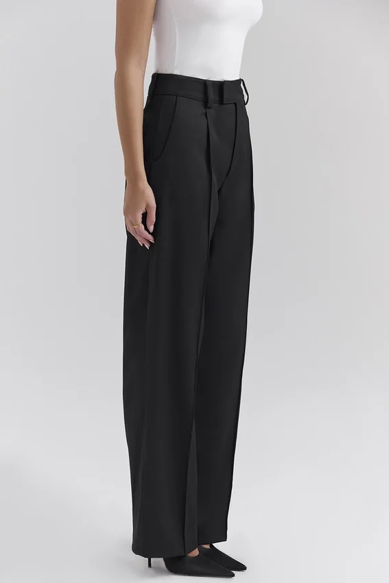 Hayden Black Wide Leg High Waist Tailored Trousers Hayden Black Wide Leg High Waist Tailored Trousers