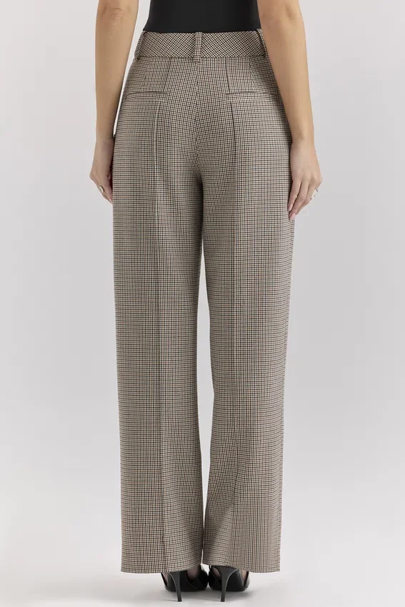 Hayden Brown Puppytooth Wide Leg High Waist Tailored Trousers Hayden Brown Puppytooth Wide Leg High Waist Tailored Trousers