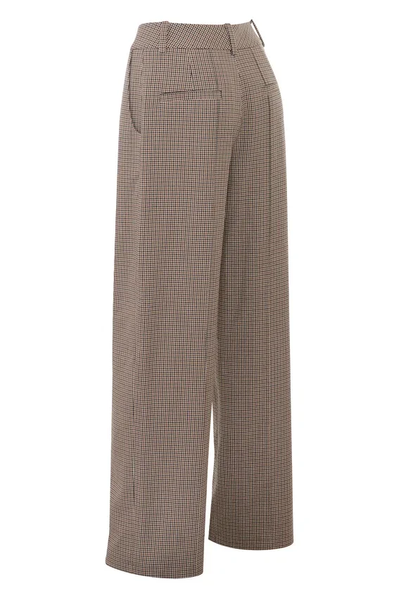 Hayden Brown Puppytooth Wide Leg High Waist Tailored Trousers Hayden Brown Puppytooth Wide Leg High Waist Tailored Trousers