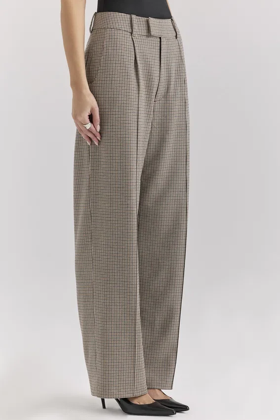 Hayden Brown Puppytooth Wide Leg High Waist Tailored Trousers Hayden Brown Puppytooth Wide Leg High Waist Tailored Trousers