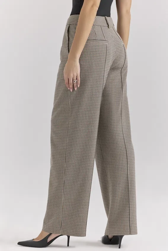 Hayden Brown Puppytooth Wide Leg High Waist Tailored Trousers Hayden Brown Puppytooth Wide Leg High Waist Tailored Trousers