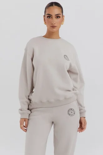Haze Cloud Cotton Fleece-Back Crew Neck Sweatshirt Haze Cloud Cotton Fleece-Back Crew Neck Sweatshirt