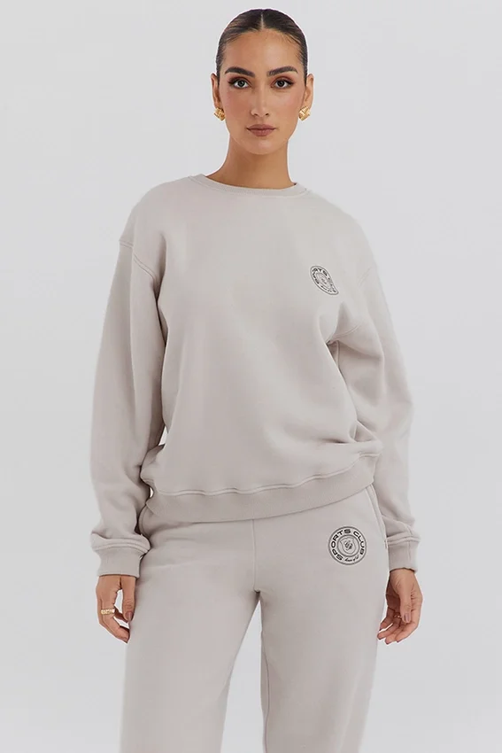 Haze Cloud Cotton Fleece-Back Crew Neck Sweatshirt Haze Cloud Cotton Fleece-Back Crew Neck Sweatshirt