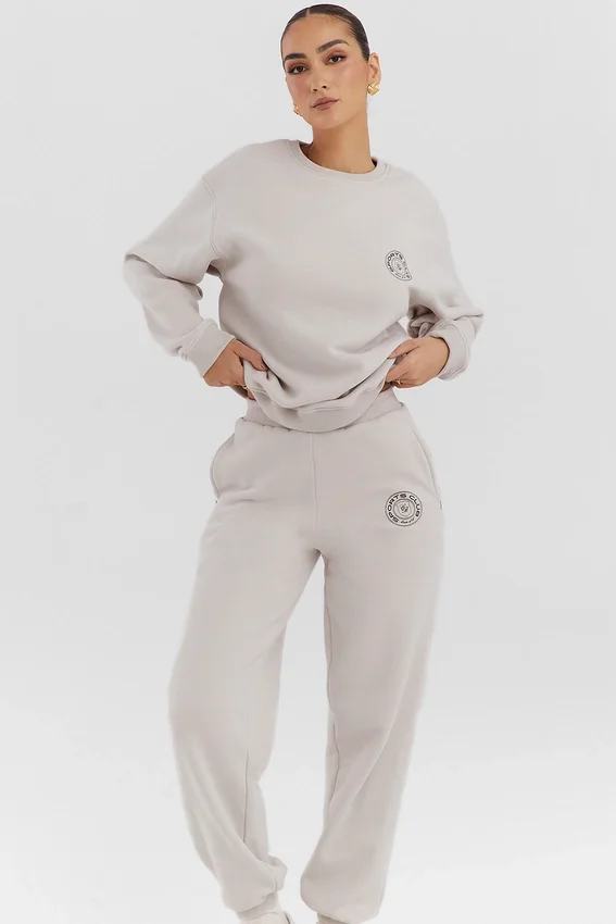 Haze Cloud Cotton Fleece-Back Crew Neck Sweatshirt Haze Cloud Cotton Fleece-Back Crew Neck Sweatshirt