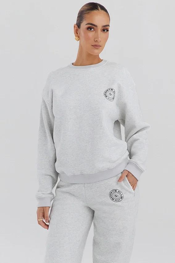 Haze Light Grey Marl Crew Neck Sweatshirt Haze Light Grey Marl Crew Neck Sweatshirt
