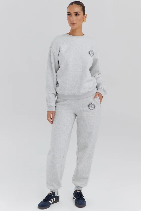Haze Light Grey Marl Crew Neck Sweatshirt Haze Light Grey Marl Crew Neck Sweatshirt