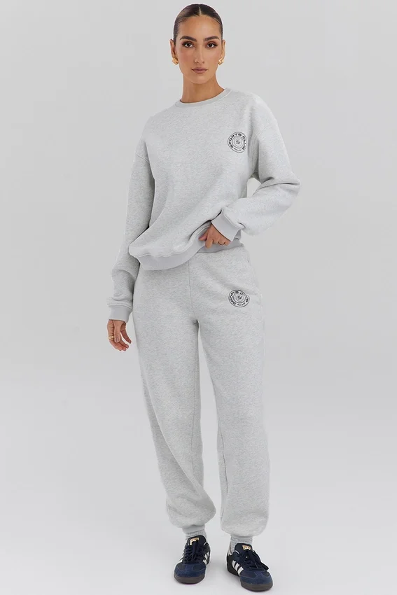 Haze Light Grey Marl Crew Neck Sweatshirt Haze Light Grey Marl Crew Neck Sweatshirt