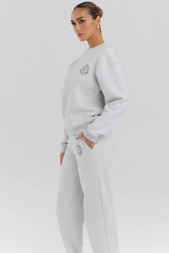 Haze Light Grey Marl Crew Neck Sweatshirt Haze Light Grey Marl Crew Neck Sweatshirt
