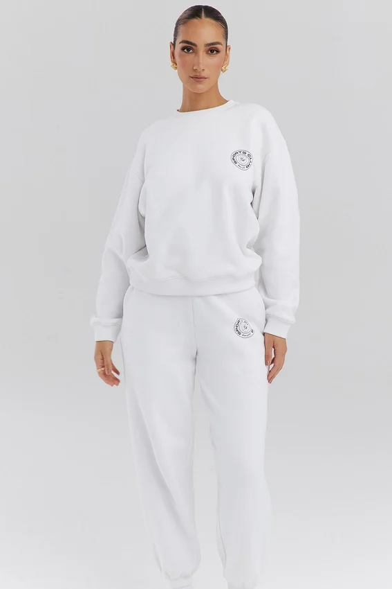 Haze White Crew Neck Sweatshirt Haze White Crew Neck Sweatshirt