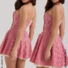 Heidi Red Gingham Cotton Halter Neck Mini Dress Heidi Red Gingham Cotton Halter Neck Mini Dress