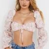 Henrietta Pink Floral Shirred Bralette Top Henrietta Pink Floral Shirred Bralette Top