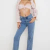 Henrietta Pink Floral Shirred Bralette Top Henrietta Pink Floral Shirred Bralette Top