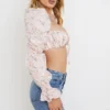 Henrietta Pink Floral Shirred Bralette Top Henrietta Pink Floral Shirred Bralette Top