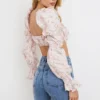Henrietta Pink Floral Shirred Bralette Top Henrietta Pink Floral Shirred Bralette Top