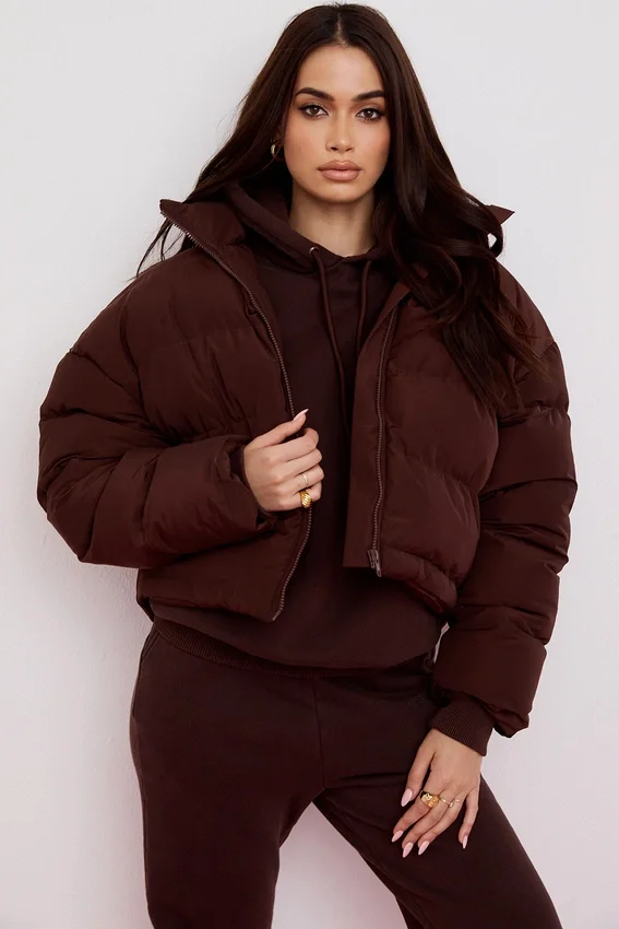 Hero Chocolate Oversized C Shape Puffer Jacket Hero Chocolate Oversized C Shape Puffer Jacket