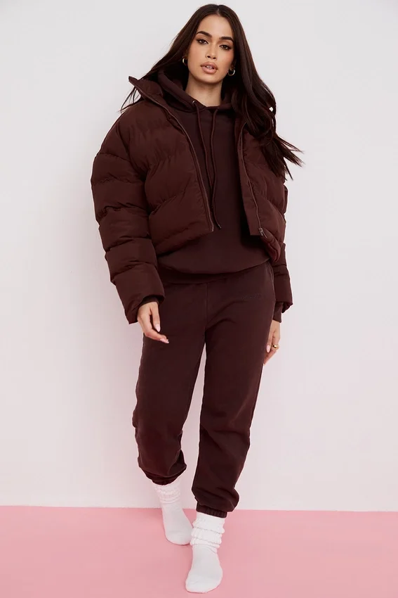Hero Chocolate Oversized C Shape Puffer Jacket Hero Chocolate Oversized C Shape Puffer Jacket