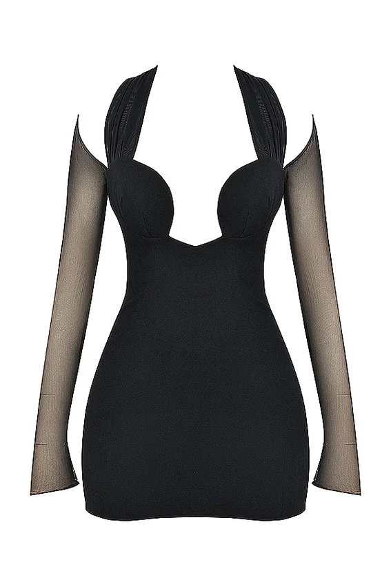 Holly Black Plunge Mini Dress Holly Black Plunge Mini Dress