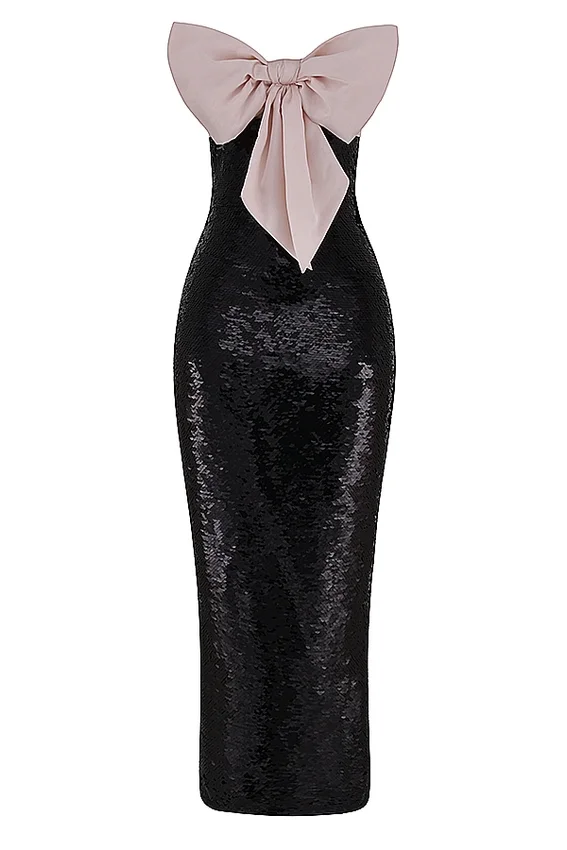 Holly Black Sequin Strapless Bow Dress Holly Black Sequin Strapless Bow Dress