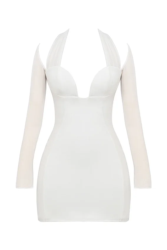 Holly White Plunge Mini Dress Holly White Plunge Mini Dress